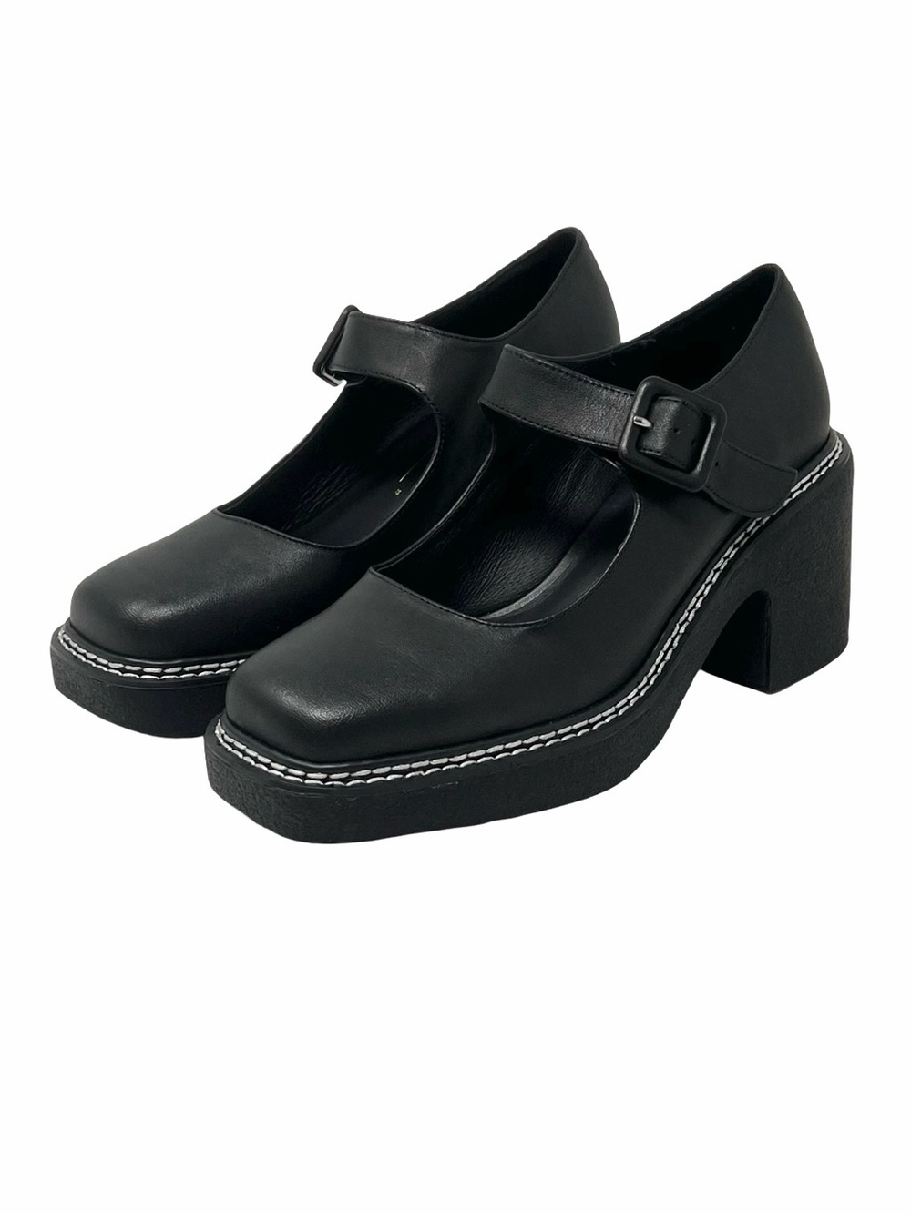 Intentionally Blank Categorial Platform Mary Janes Size 6 Black Leather NEW